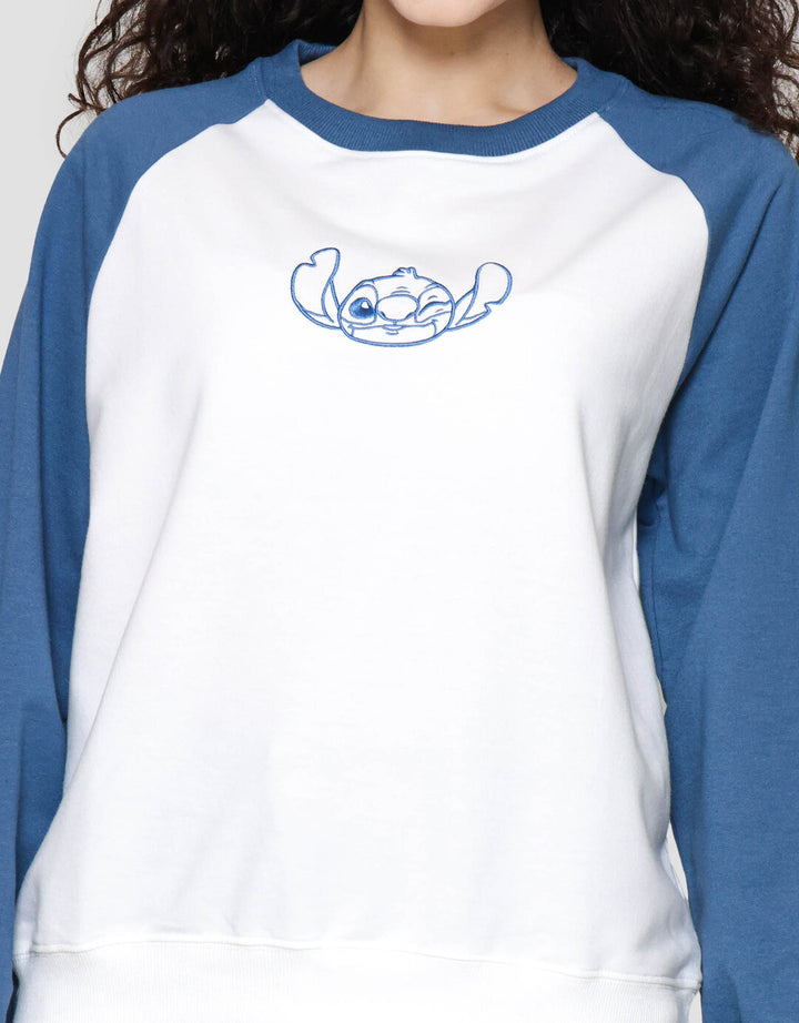 Disney Reguler Raglan Print Stitch Sweater Wanita