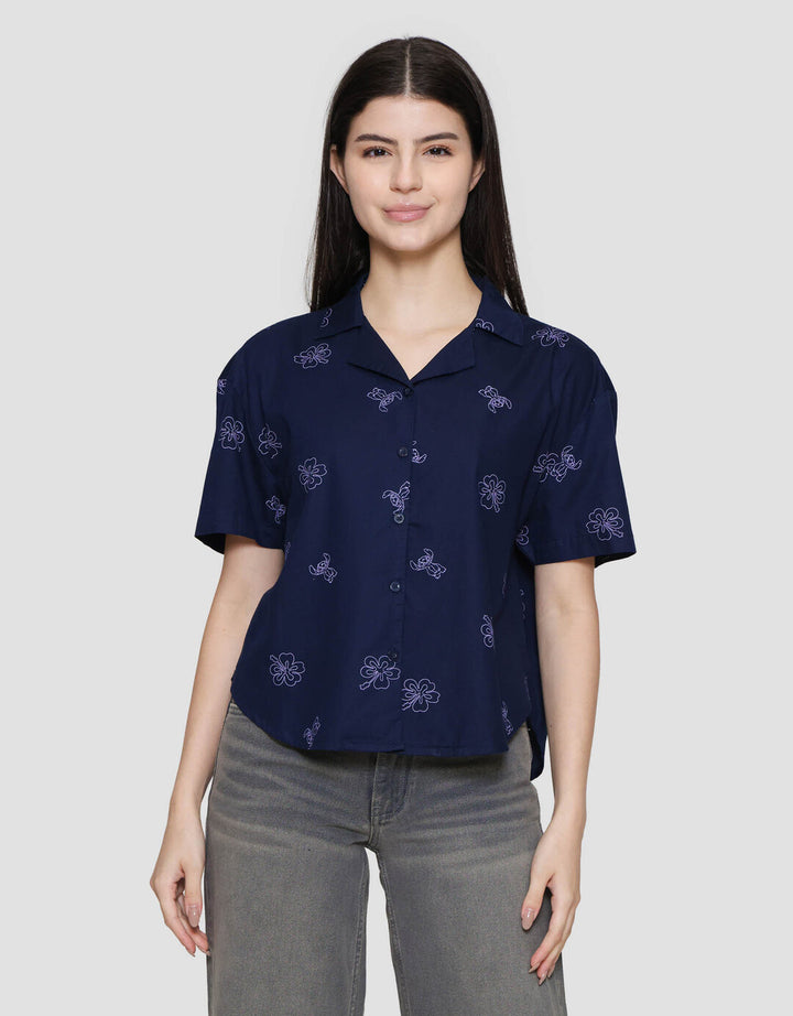 Disney Ss Shirt Woven Boxy Print Aop Stitch Kemeja Wanita