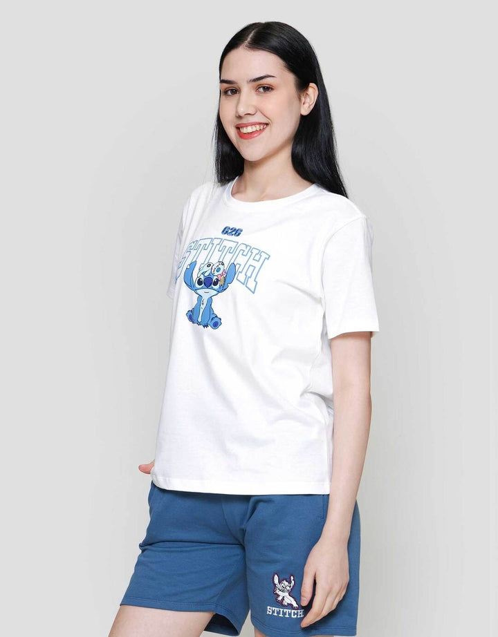 Disney Reg Print Embro Stitch Kaos Wanita