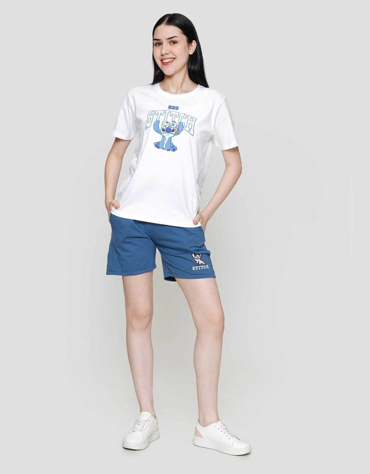 Disney Reg Print Embro Stitch Kaos Wanita