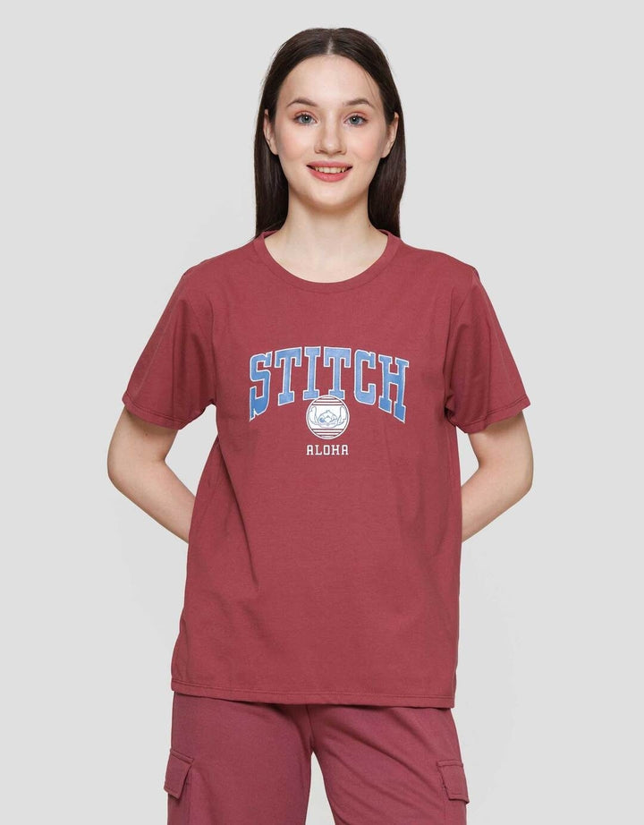 Disney Reguler Print Stitch Kaos Lengan Pendek Wanita