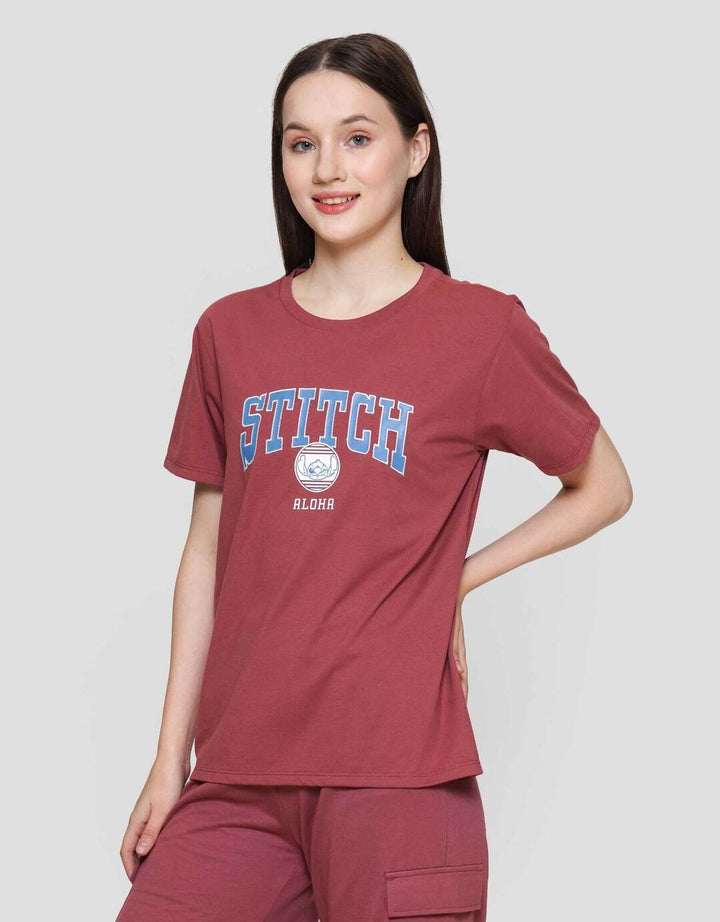 Disney Reguler Print Stitch Kaos Lengan Pendek Wanita