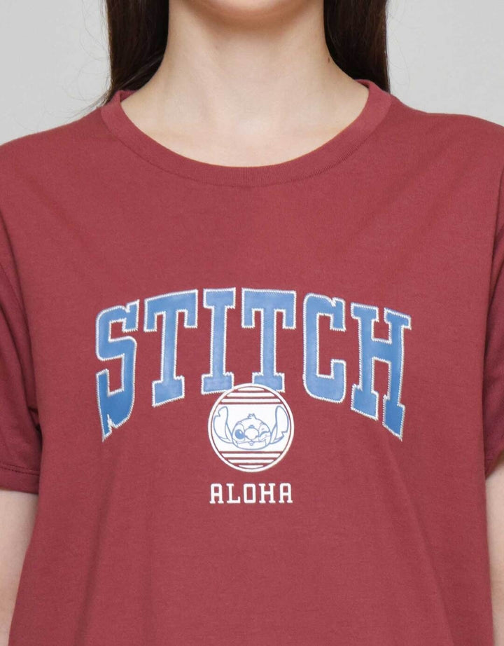 Disney Reguler Print Stitch Kaos Lengan Pendek Wanita