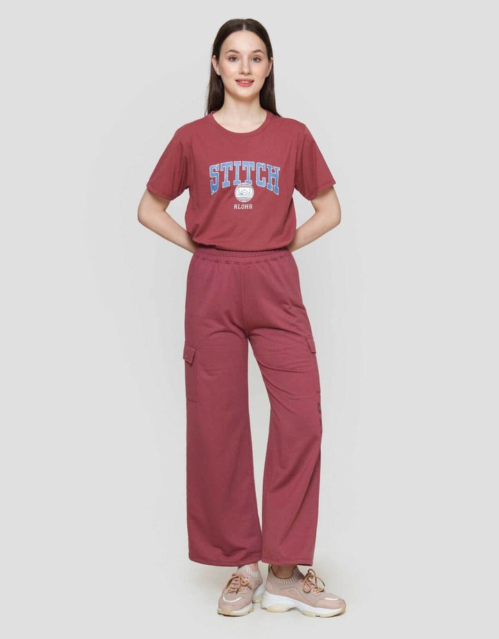 Disney Print Stitch Celana Cargo Wanita