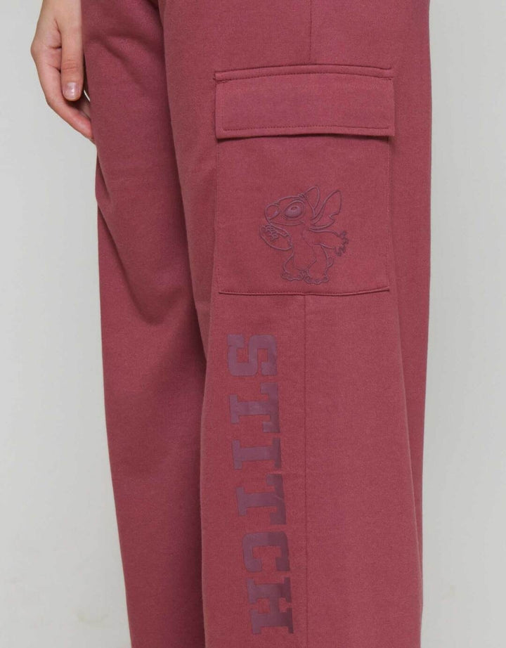 Disney Print Stitch Celana Cargo Wanita