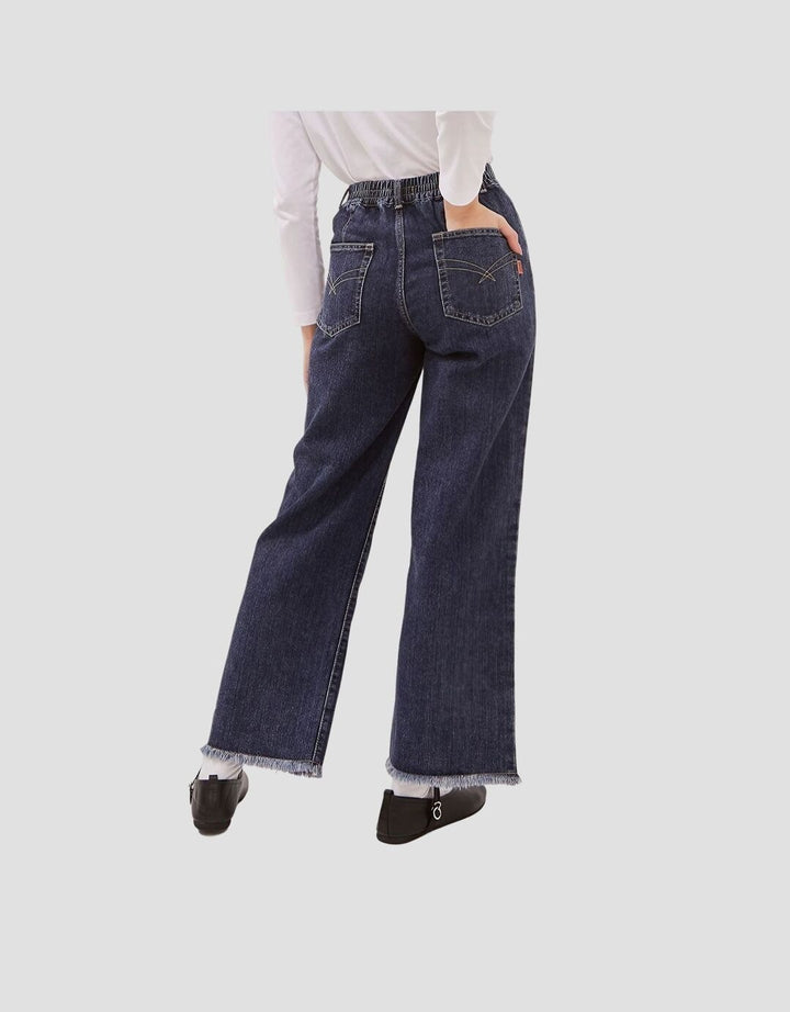 Dust Celana Wide Leg Unfinished Jeans Wanita