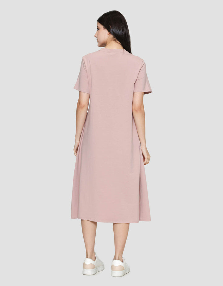 Suko Knit Dress Plain Gaun Jersey Wanita