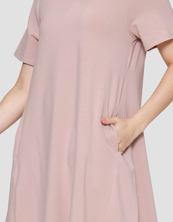 Suko Knit Dress Plain Gaun Jersey Wanita