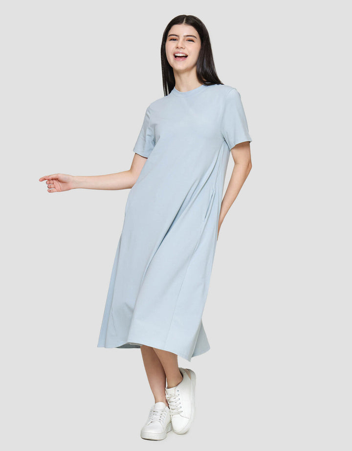 Suko Knit Dress Plain Gaun Jersey Wanita
