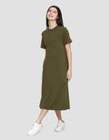 Suko Knit Dress Plain Gaun Jersey Wanita