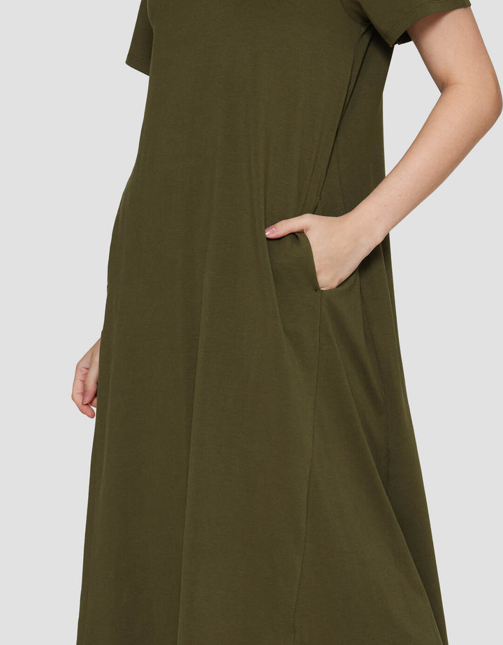 Suko Knit Dress Plain Gaun Jersey Wanita