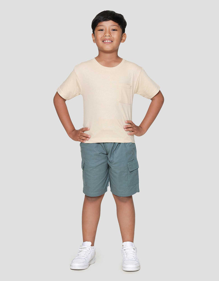Little M Ov Basic Kantong Print Kaos Lengan Pendek Anak Laki-laki