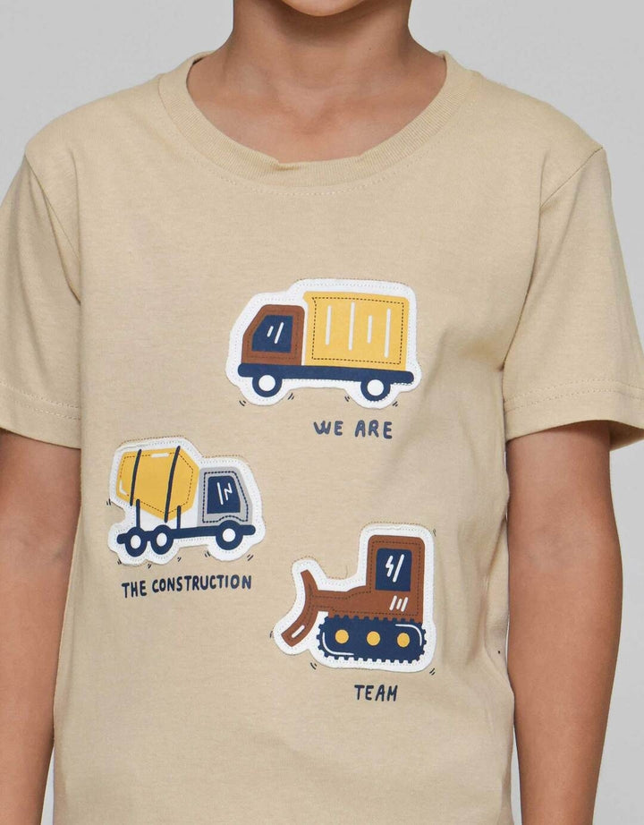 Little M Aplikasi Construction Team Kaos Anak Laki-laki