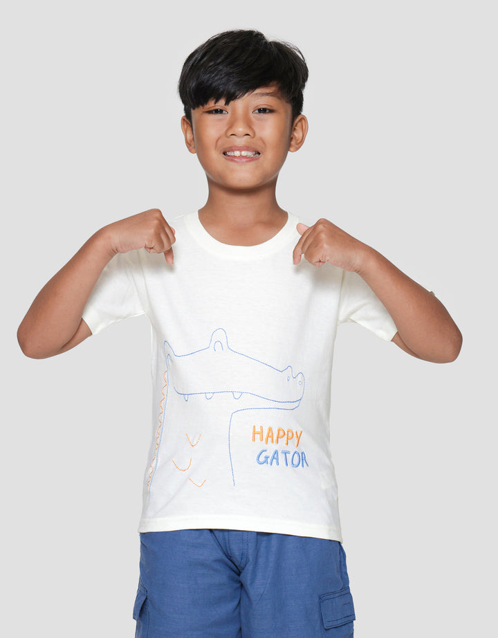 Little M Happy Gator Print Kaos Lengan Pendek Anak Laki-laki