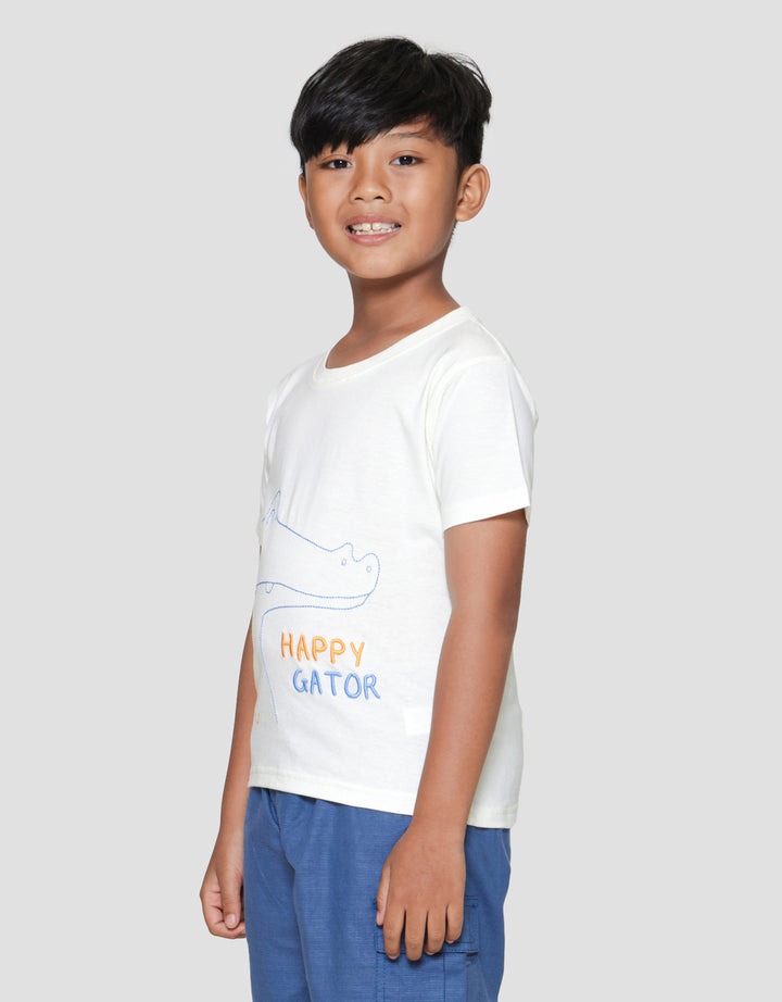 Little M Happy Gator Print Kaos Lengan Pendek Anak Laki-laki