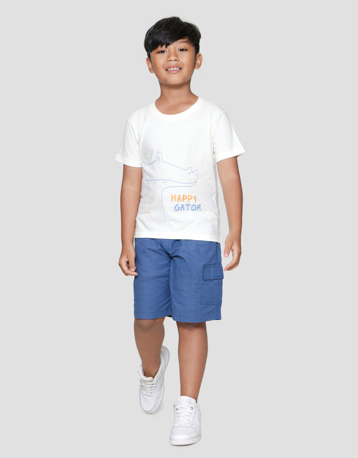 Little M Happy Gator Print Kaos Lengan Pendek Anak Laki-laki