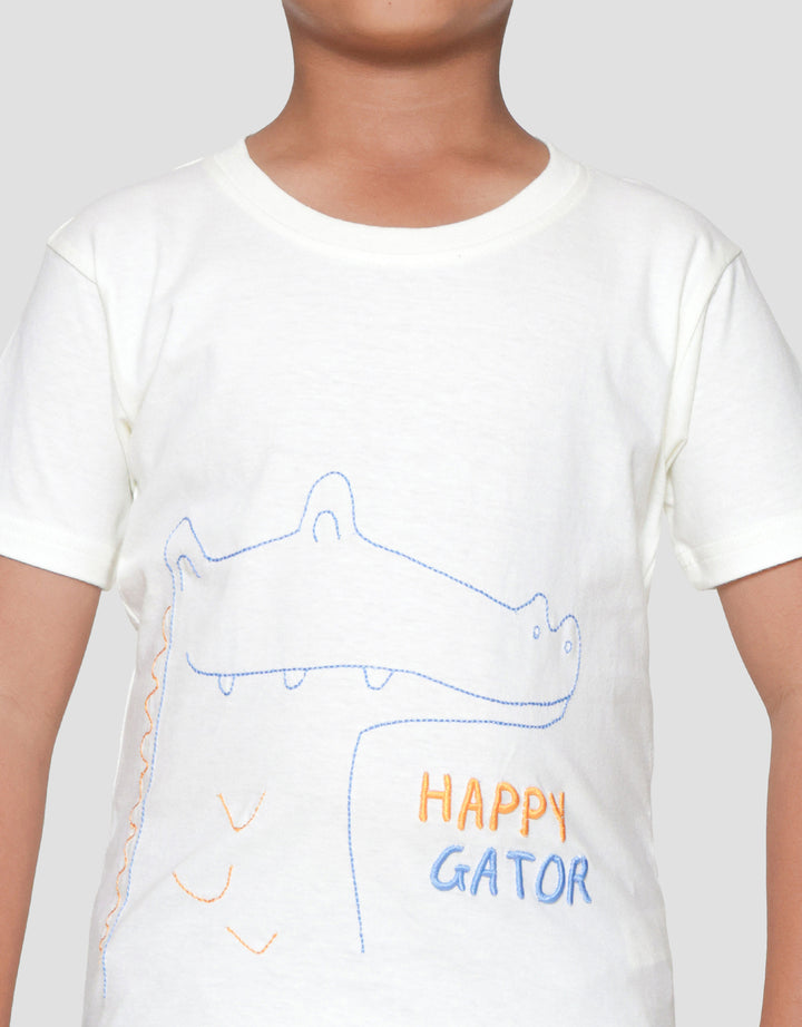 Little M Happy Gator Print Kaos Lengan Pendek Anak Laki-laki