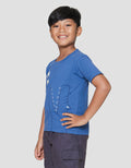 Little M Snap Snap Print Kaos Lengan Pendek Anak Laki-laki