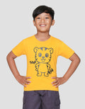 Little M Tiger Outline Print Kaos Lengan Pendek Anak Laki-laki