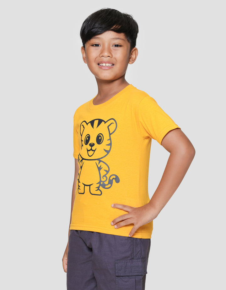 Little M Tiger Outline Print Kaos Lengan Pendek Anak Laki-laki