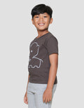 Little M Elephant Outline Print Kaos Lengan Pendek Anak Laki-laki