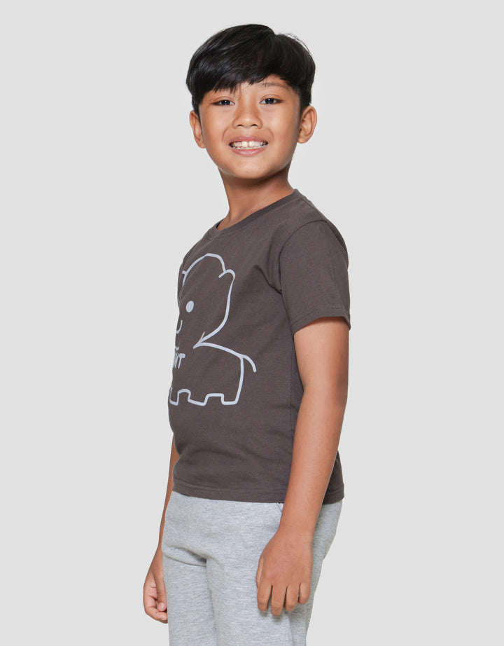 Little M Elephant Outline Print Kaos Lengan Pendek Anak Laki-laki