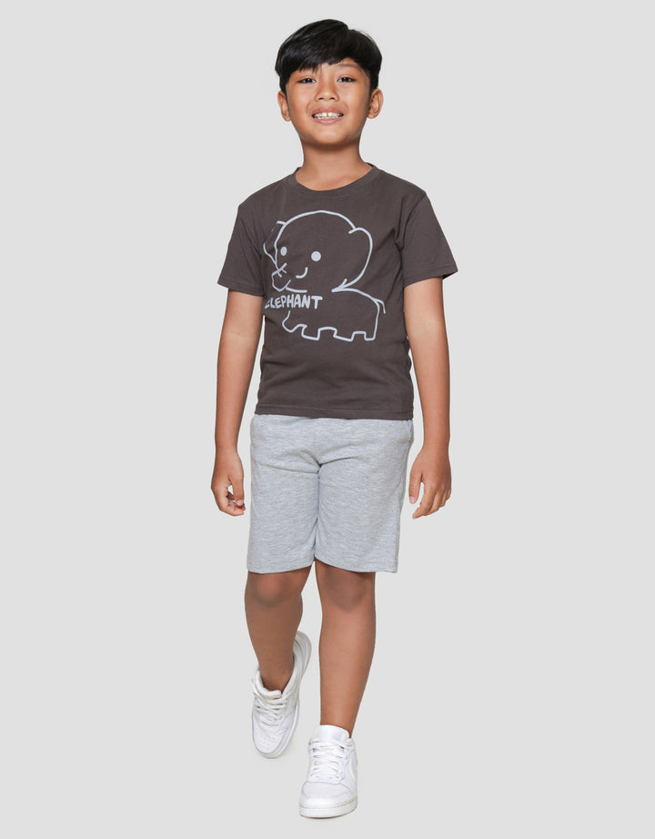 Little M Elephant Outline Print Kaos Lengan Pendek Anak Laki-laki