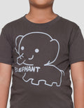 Little M Elephant Outline Print Kaos Lengan Pendek Anak Laki-laki