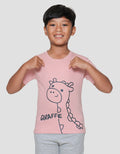 Little M Giraffe Outline Print Kaos Lengan Pendek Anak Laki-laki