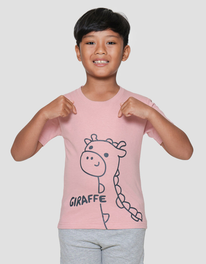Little M Giraffe Outline Print Kaos Lengan Pendek Anak Laki-laki