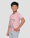 Little M Giraffe Outline Print Kaos Lengan Pendek Anak Laki-laki