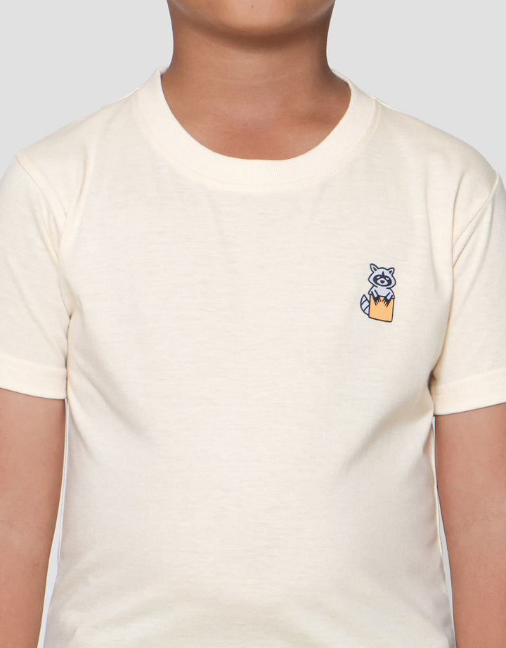 Little M Raccoon Print Kaos Lengan Pendek Anak Laki-laki