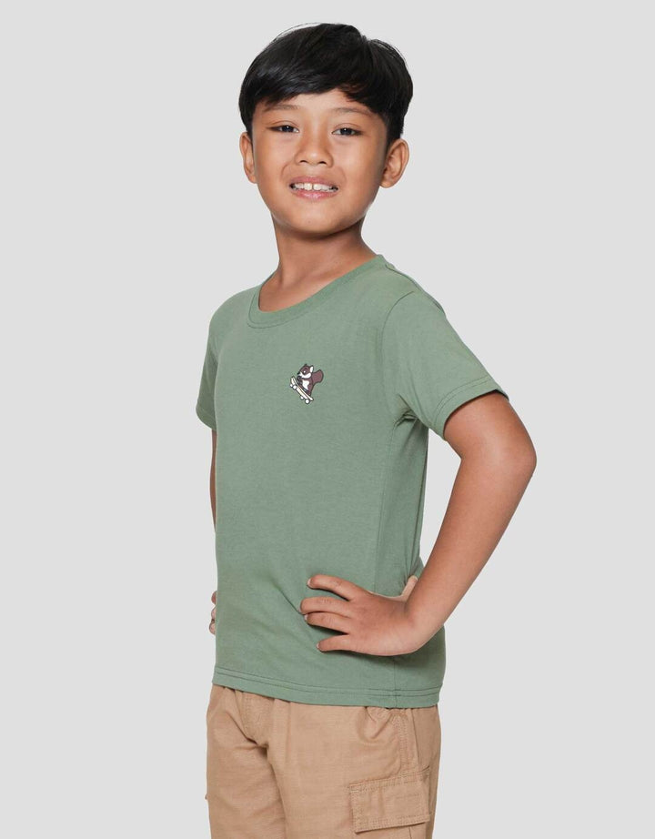 Little M Squirrel Print Kaos Lengan Pendek Anak Laki-laki