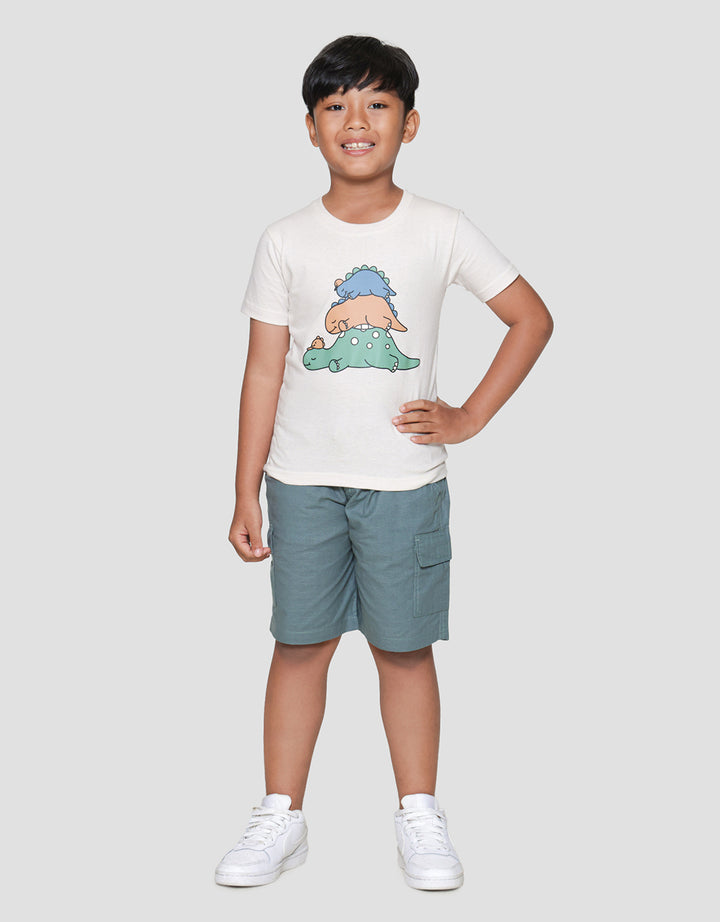 Little M Dino Sleeping Print Kaos Lengan Pendek Anak Laki-laki