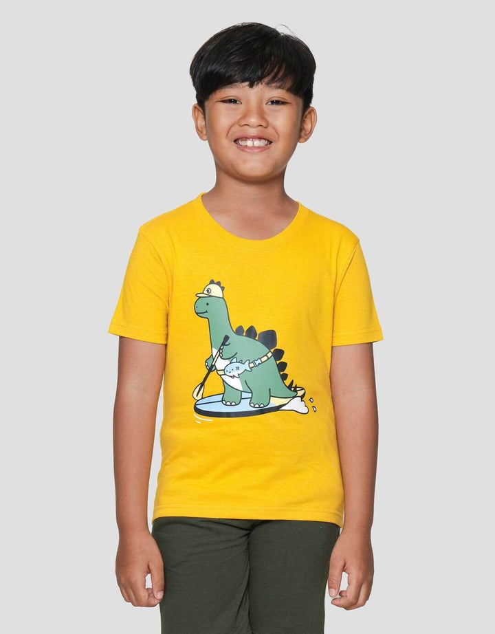 Little M Dino Surf Print Kaos Lengan Pendek Anak Laki-laki