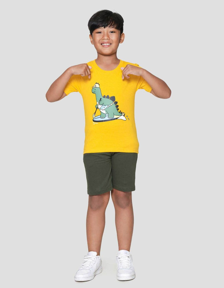 Little M Dino Surf Print Kaos Lengan Pendek Anak Laki-laki