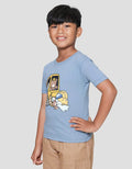 Little M Bear Driving Print Kaos Lengan Pendek Anak Laki-laki