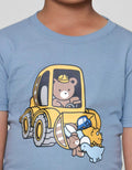 Little M Bear Driving Print Kaos Lengan Pendek Anak Laki-laki