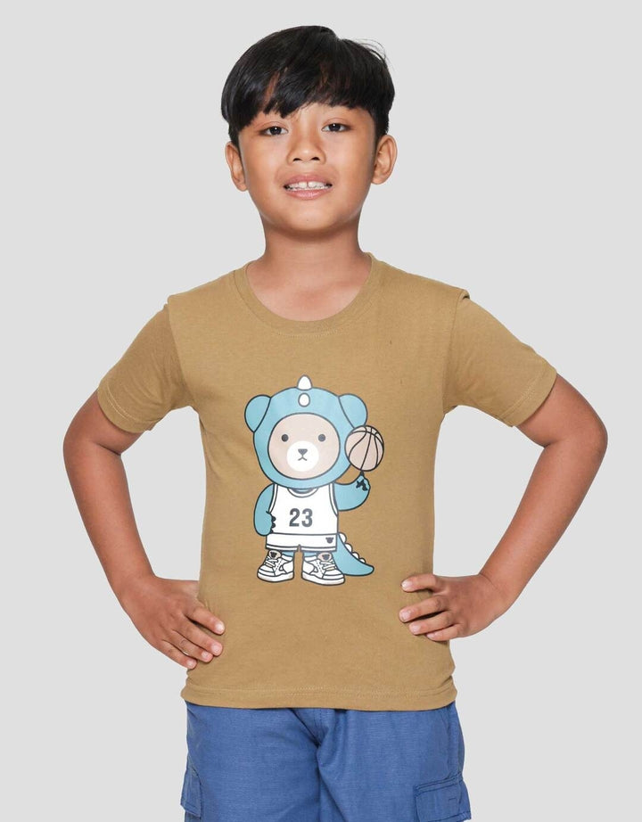 Little M Bear Sport Print Kaos Lengan Pendek Anak Laki-laki