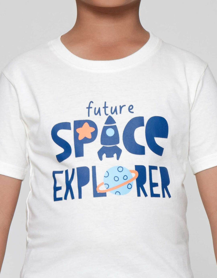 Little M Future Space Explorer Print Kaos Anak Laki-laki