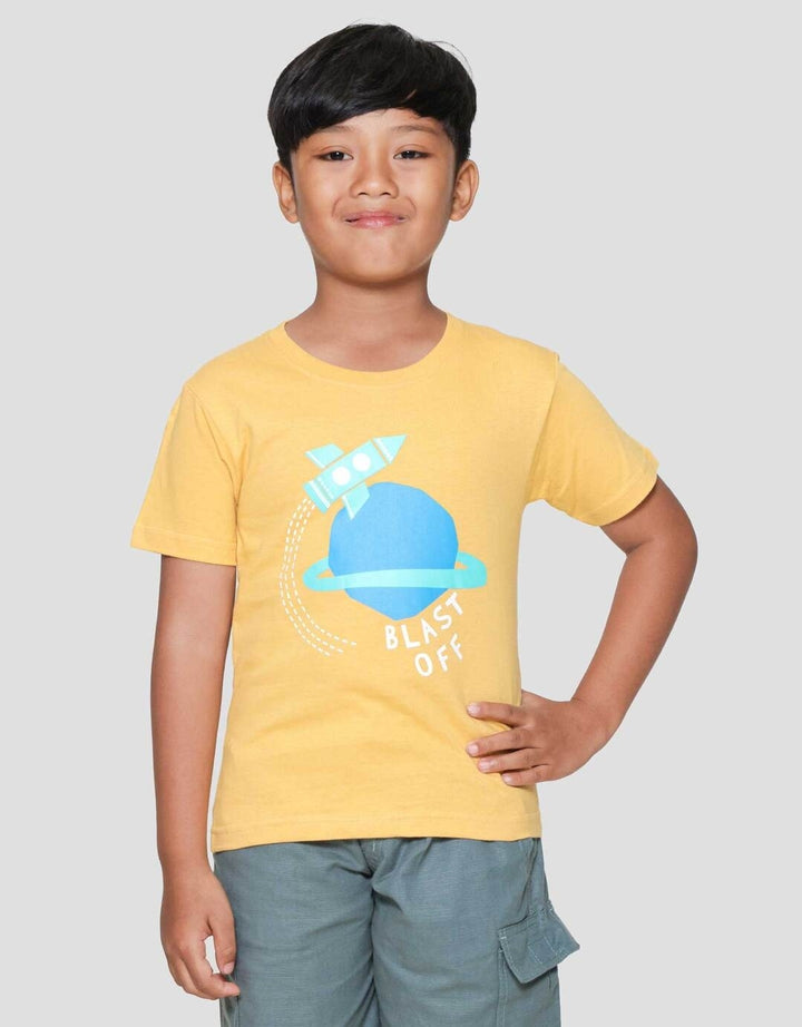 Little M Blast Off Print Kaos Lengan Pendek Anak Laki-laki