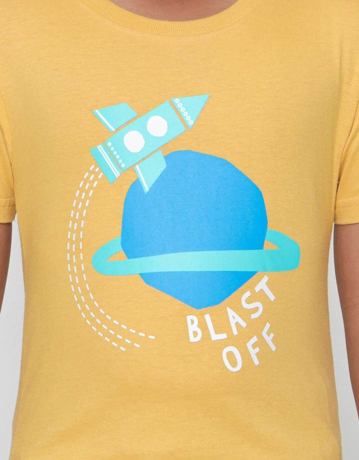 Little M Blast Off Print Kaos Lengan Pendek Anak Laki-laki