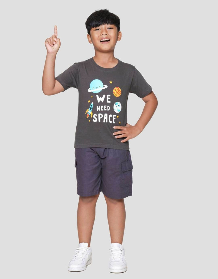 Little M We Need Space Print Kaos Lengan Pendek Anak Laki-laki