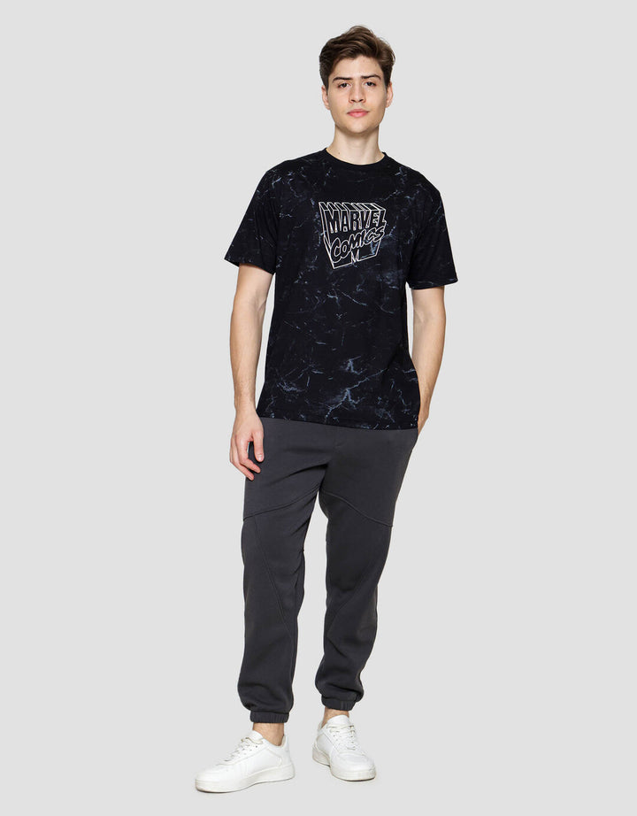 Marvel Comics Washing Effect Kaos Lengan Pendek Pria