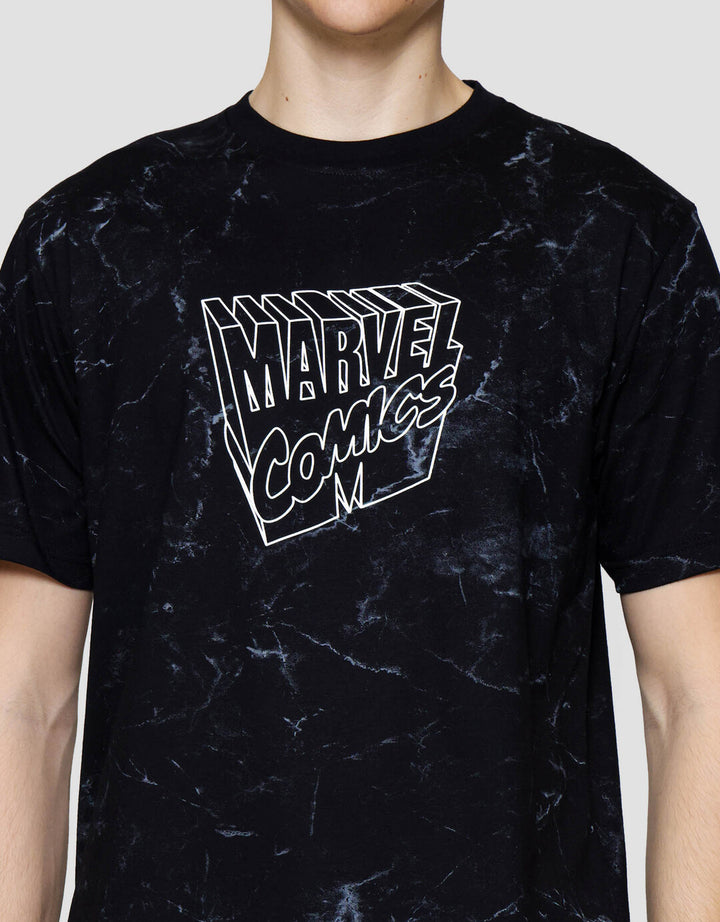 Marvel Comics Washing Effect Kaos Lengan Pendek Pria