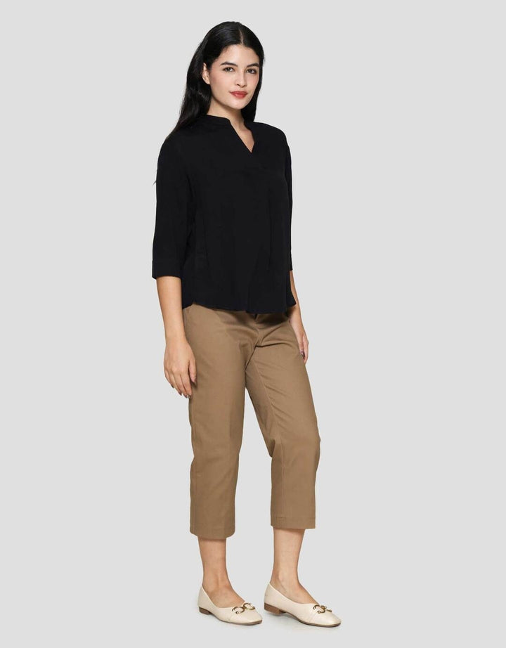 Connexion 3/4 Rayon Twill Kerah Shanghai Blouse Wanita