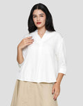 Connexion 3/4 Rayon Twill Kerah Shanghai Blouse Wanita