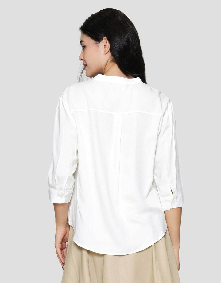 Connexion 3/4 Rayon Twill Kerah Shanghai Blouse Wanita