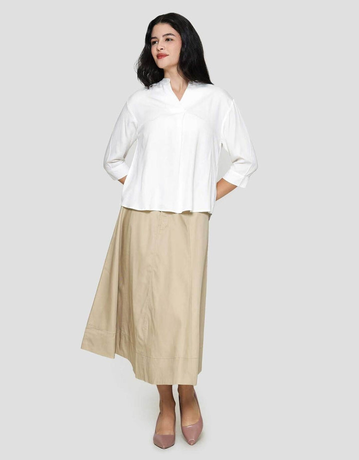 Connexion 3/4 Rayon Twill Kerah Shanghai Blouse Wanita