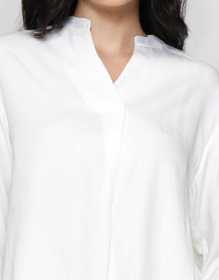 Connexion 3/4 Rayon Twill Kerah Shanghai Blouse Wanita